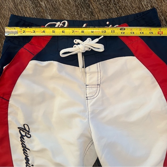 Budweiser King of Beers Swim Trunks Authentic Anheuser Busch Board Shorts Sz 32 - Picture 10 of 13